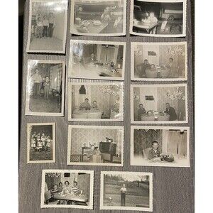 Same Family Friends’s Birthday Cake Celebrations Lot of 13 Black & White Photos